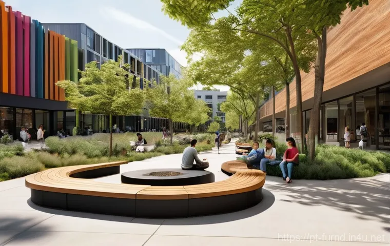 가구디자인 공공 디자인 사례 - **Prompt 1: Urban Oasis of Comfort and Connection**
"A vibrant and welcoming urban park plaza on...