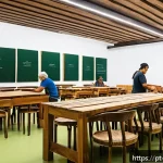 Home 18 가구디자인과 사회적 책임 - A vibrant community workshop scene in Brazil, featuring diverse local artisans collaboratively craft...
